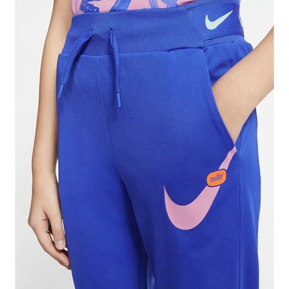 Nike Swoosh Just Do It Track Pants Jogger Trousers Youth Girls Medium Blue - Picture 4 of 10